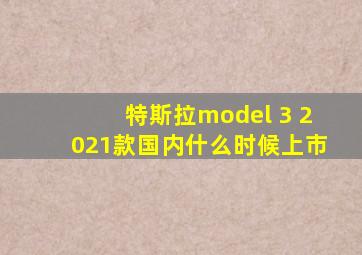 特斯拉model 3 2021款国内什么时候上市